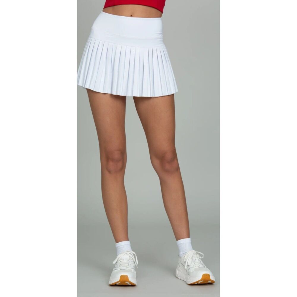 Gold Hinge White Pleated Tennis Golf Skort Athletic Skirt Shorts Womens - Picture 5 of 11